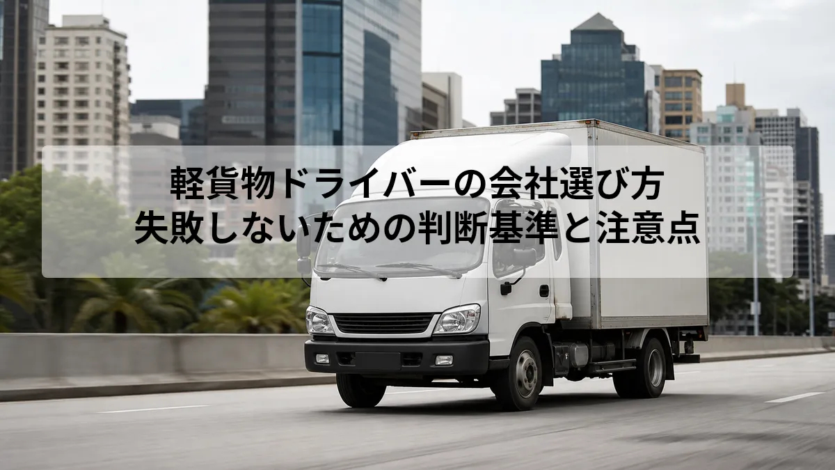 軽貨物ドライバーの会社選び方|失敗しないための判断基準と注意点
